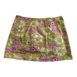 Lilly Pulitzer Croc Mousier White Tag Vintage Reversible Wrap Mini Skirt Y2K